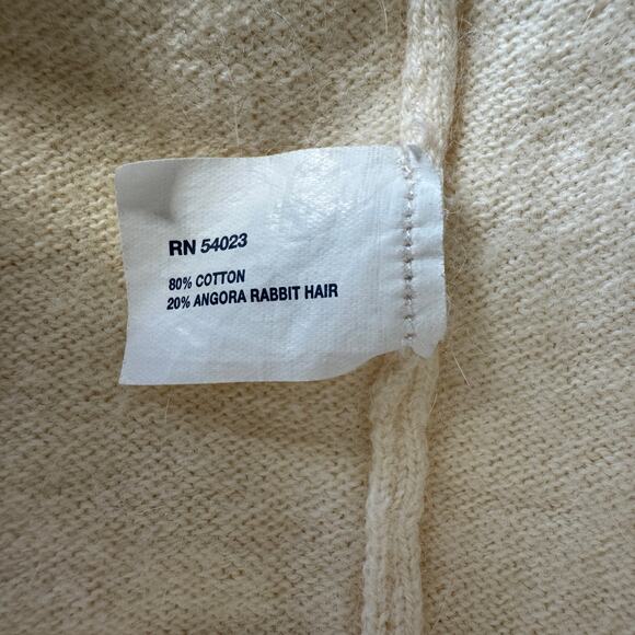 Vintage GAP Sweater Womens M Pale Yellow Open Cardigan Cotton Angora Blend Y2K - Picture 10 of 12